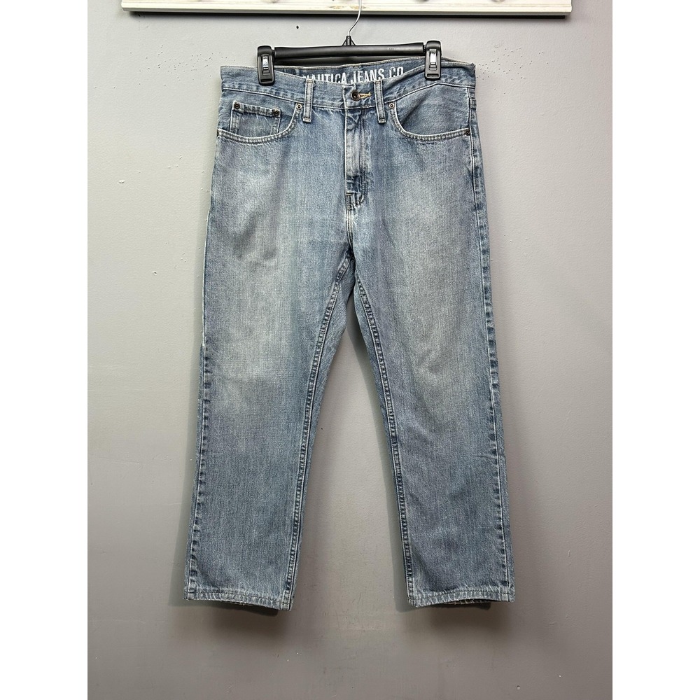 Nautica Jeans Co Jeans Mens 33x28 Light Wash Blue Straight Leg Denim Casual
